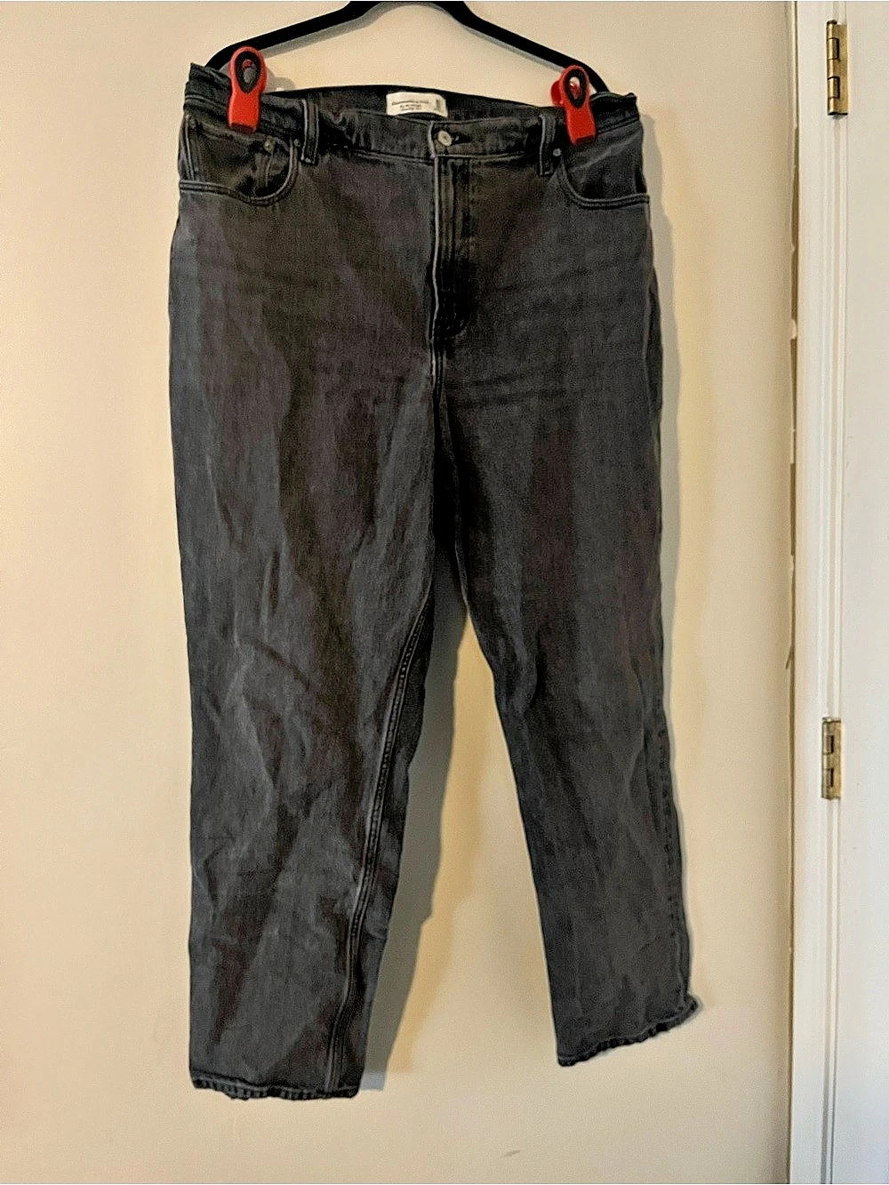 Abercrombie Gray Charcoal The 90s Straight Ultra High Rise Jeans 33 Minimalist